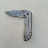 Handmade Damascus Steel Folding Knife Pocket Knives for Camping, Hiking Inner Lock Folding Knife (Folding Knife-5)