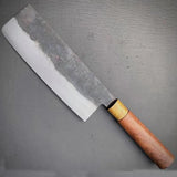 Top Quality Custom Handmade High Carbon Steel Professional Chef Kitchen Cleaver Knife Kitchen Knife with Pure Leather Sheath (Nakiri Knife-87)