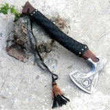 High Quality Industrial Grade Carbon Steel Blade Hatchet Axe Wood Handle Outdoor Hand Forged Camping Axe with Protected Cover (Tomahawk Axe-53)