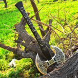High Quality Custom Hand Forged Carbon Steel Head Viking axe Camping Axe for Survival Factory Direct (Double Head Axe-2)
