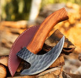 Handmade High Quality Carbon Steel 1095 Pizza Cutter Axe Kitchen Knife With Leather Sheath (Pizza Axe-29)