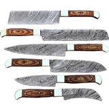 Professional Customize Damascus Chef Set of 6 Chef Knife - Kitchen Chef Knife Set Damascus Knife Christmas Gift Anniversary Gift (Chef Knife-65)