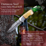 HOT SALE Beautiful Custom Handmade Damascus Steel Folding Knife Pocket Knives with Leather Color Wood Handle (Folding Knife-41)