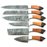 Handmade Damascus Steel Chef Knife Set with Pure Leather Sheath Custom Kitchen Knife (Chef Knife-46)