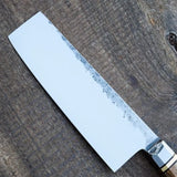 Customized High Quality Damascus Kitchen Cleaver Butcher Knife Carbon Steel with Leather Sheath for Bone Boning (Nakiri Knife-94)