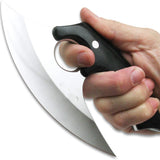 Handmade Kitchen Knife with Leather Sheath Custom High Quality Chef D 2 Steel Pizza Cutter Stainless Steel Handle (Ullu Knife-4)