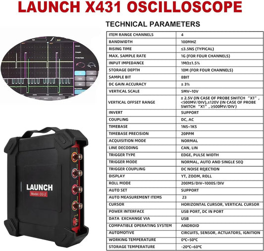 LAUNCH X-431 Oscilloskop O2-2 Scopebox Analysator 4 Kanaler Digital Scopebox Tester USB Port