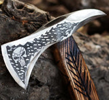 HAND FORGED VINTAGE - BEARDED SPIKE TOMAHAWK CAMPING AXE - HATCHET AXE WITH LEATHER COVER (Tomahawk Axe-100)