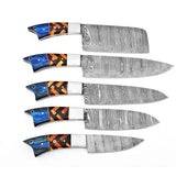 Handmade Custom Damascus Steel Chef Knife Set with Pure Leather Sheath Kitchen and Dining Knife Collection (Chef Knife-50)