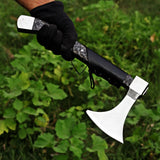 Stylish Handmade High Carbon Steel Axe with Black Handle Wooden Box and Accessories Perfect Gift for Campers. (Tomahawk Axe-13)