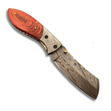 High Quality Customizable Damascus Steel EDC Pocket Knife Wood Handle Precision Craft  Multipurpose Hand-Forged Knife EDC & Hunting  (Folding Knife-40)