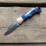 Hot Sale Custom Handmade Damascus Steel Folding Pocket Knife Beautiful Outdoor Camping (Folding Knife-19)