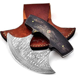 Handmade Custom Steel Pizza Cutter for Viking Lovers for Couples Anniversary Gifts Kitchen Chef Knife Free Leather Sheath Offer (Ullu Knife-2)