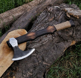 Handmade Viking Axe Tomahawk Carbon Steel with Rose Wood Handle Damascus Axe Head Cutting Best Men's Gifts Anniversary Gift Him (Tomahawk Axe-90)