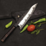 Custom Handmade High Carbon Steel New Pattern Kitchen Chef Knife With Premium Leather Sheath (Chef Knife-117)