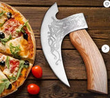 Handmade Viking Pizza Cutting Axe,Super Pizza Cutter Axe with Leather Sheath,Pizza Slicer Axe Style Pizza Knife (Pizza Axe-8)