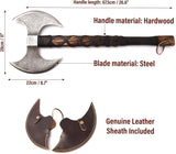 Steel Craft International Double-Head Damascus Steel Axe Industrial Grade Sharp Wooden Handle Viking Style (Double Head Axe-3)