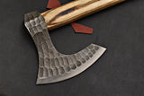 High Quality Handmade High Carbon Steel Axe Head Hatchet Beautiful Pattern Wood Handle with Leather Sheath for Outdoor Use (Tomahawk Axe-62)