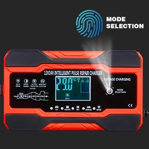 Car Battery Charger 10-Amp, 12V and 24V Smart Car Battery Charger AU Plug,Trickle Charger for Car - Smart Fully-Automatic Battery Maintainer with Temperature Compensation and LCD Display