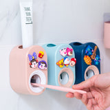 1Pcs Cartoon Automatic Toothpaste Squeezer Creative Suction Wall-mounted Squeeze Set Children's Punch-free Toothbrush Rack