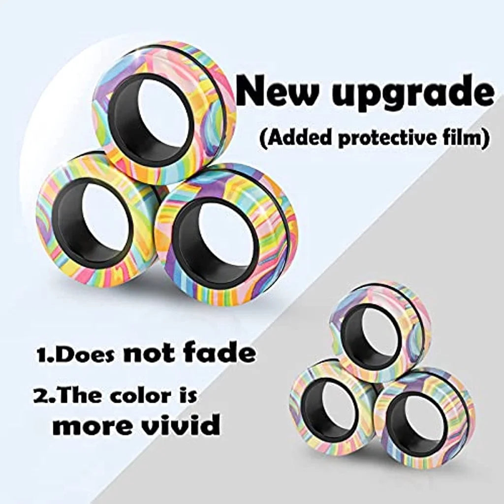Magnetic Rings Fidget Toy Set Adult Fidget Magnets Spinner Rings Fidget Pack Great Gift for Adults Teens Kids