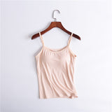 Women's Camisole Vest With Chest Cushion Without Steel Ring Cup One-piece Outer Wearing Underwear Yoga Sports T-shirt