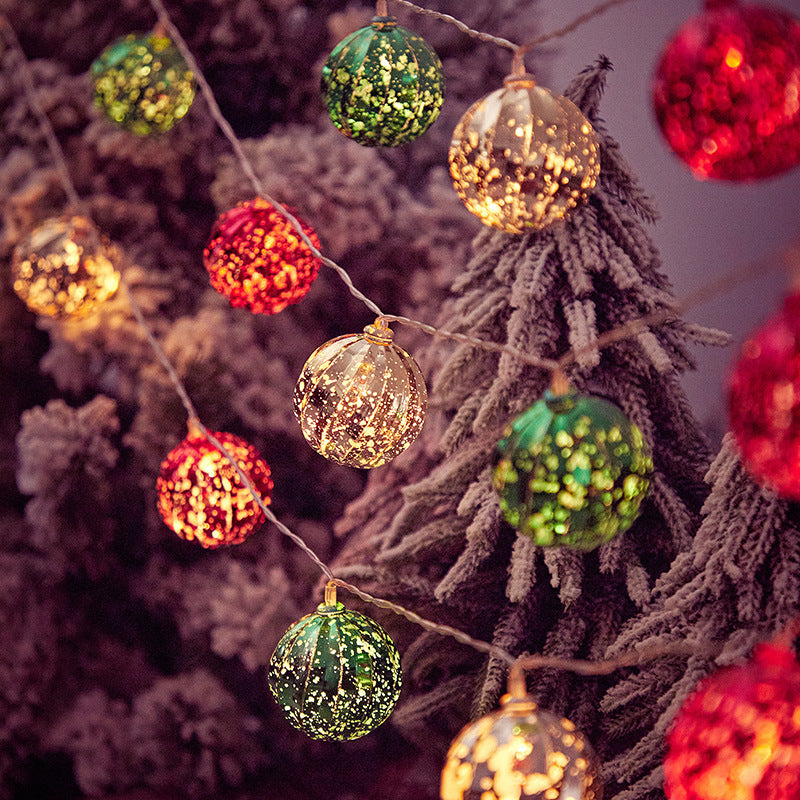 3Pcs Christmas Ball Lights String Snowflake Five-pointed Star Mirror Decorative Lights Electroplating Stars Room Decoration Christmas Lights String