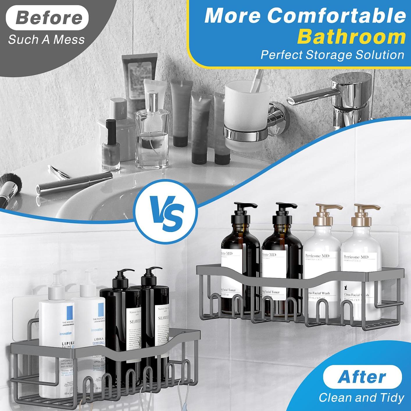 Gray Bathroom Storage Rack Punch-free Wall Kitchen Seasoning Seasoning Rack Shower Storage Rack