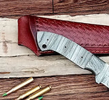High Quality Damascus Steel Full Tang Blank Blade Knife Hand Forged With Cover Outdoor Camping Knives Use (Blank Blade Knife-25)