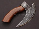 Handmade High Quality Chef's Kitchen Knife Carbon Steel Pizza Cutter with Damascus Blade Bone Free Chopping  (Pizza Axe-22)