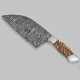 Handmade Damascus Steel 8-inch Chef Cleaver Knife Stainless Full Tang Precious Pattern Blade Kitchen Meat Custom Kitchen Tool (Nakiri Knife-20)