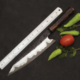 Custom Handmade High Carbon Steel New Pattern Kitchen Chef Knife With Premium Leather Sheath (Chef Knife-117)