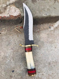 Handmade Fixed Blade Knife with Sheath for Outdoor Survival Camping Fishing Hunting Knives Carbon Steel Blade Bone Handle(Bowie Knife-29)