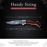 Damascus Steel Pocket Knife, Handmade Knives for Men, 6.5 Inch Pocket Folding Knife with Sheath for Camping Knives (Folding Knife-32)