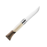 Stainless Steel Folding Knife Opinal Knife Walnut Wood Handle Pocket, Folding Knives With Leather Sheath (Folding Knife-1)