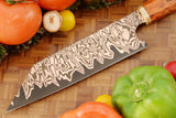 Chef's Knife - Gyuto - with Copper San Mai (13") Wooden Handle Chef Knife With Premium Leather Sheath(Chef Knife-1)