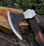 Handmade Viking Axe Tomahawk Carbon Steel with Rose Wood Handle Damascus Axe Head Cutting Best Men's Gifts Anniversary Gift Him (Tomahawk Axe-90)