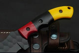 High Quality Black Tracker Bus Craft Knife with D2 Steel Blade Resin Sheath Handle Bamboo Scissors Leather Sheath Hunting Tools (Tracker Knife-22)