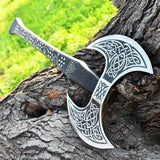 High Quality Custom Hand Forged Carbon Steel Head Viking axe Camping Axe for Survival Factory Direct (Double Head Axe-2)
