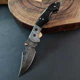 Hot Sale Custom Handmade Damascus Steel Folding Pocket Knife Beautiful Outdoor Camping (Folding Knife-29)