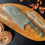 High Quality Customized 8-Inch Damascus Steel Chef Kitchen Cleaver Butcher Knife Stainless Steel Leather Sheath Food Industry (Nakiri Knife-6 )