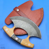High Quality Single Cutter Damascus Steel Pizza Cutter Chef Knife Set Carbon Steel Blade Widely Used in Kitchen (Ullu Knife-8)