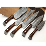 Custom Handmade High Quality Hand Forged Damascus Steel Chef Kitchen Knife Set Blade With Leather Bag (Chef Knife-19)