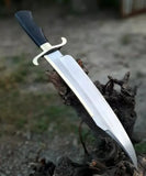 Custom Hand Made Spring Steel (5160) 20" Alamo Musso Bowie Knife Micarta Handle With Leather Sheath (Bowie Knife-20)