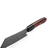 Handmade Custom Kitchen Knife Professional Chef's Damascus Steel Meat Cleaver and Vegetable Cutter 8-Inch Carbon Steel Blade (Nakiri Knife-26)