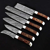 Professional Customize Damascus Chef Set of 6 Chef Knife - Kitchen Chef Knife Set Damascus Knife Christmas Gift Anniversary Gift (Chef Knife-65)