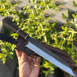 Custom High Quality Carbon Steel Boning Chef Kitchen Cleaver Butcher Knife with Leather Sheath (Chef Knife-110)