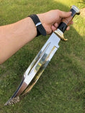 Custom Handmade Hunting Knife D2 Steel Blade Leather Handle With Protection Leather Cover Outdoor Knives. (Bowie Knife-26)