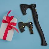 Custom HandMade Carbon Steel Viking Axe with Rose Wood Handle Wedding Gift, Best Birthday & Anniversary Gift For Him. (Tomahawk Axe-3)
