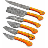 Custom Handmade Professional of Damascus Steel Kitchen Chef Knife Set Cutting Knife With Leather Sheath (Chef Knife-40)